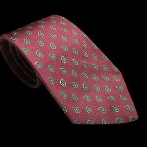 Brooks Brothers Makers Silk Tie Burgundy Red Green Gold Paisley Made in USA
